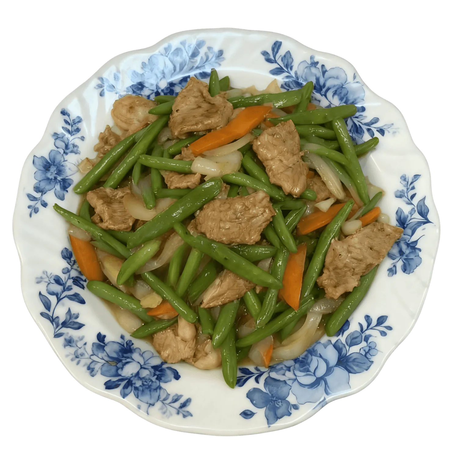 Tender beef stir - fried with string beans and onions at Wing Wah Restaurant, a Chinese Restaurant in Chicago